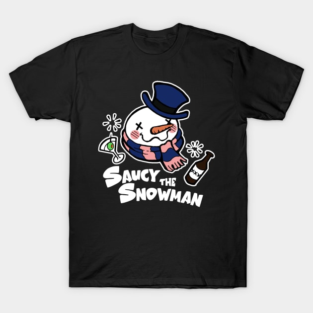 Saucy The Snowman - Frosty Humor - White Outlined, Color Version 1 T-Shirt by Nat Ewert Art